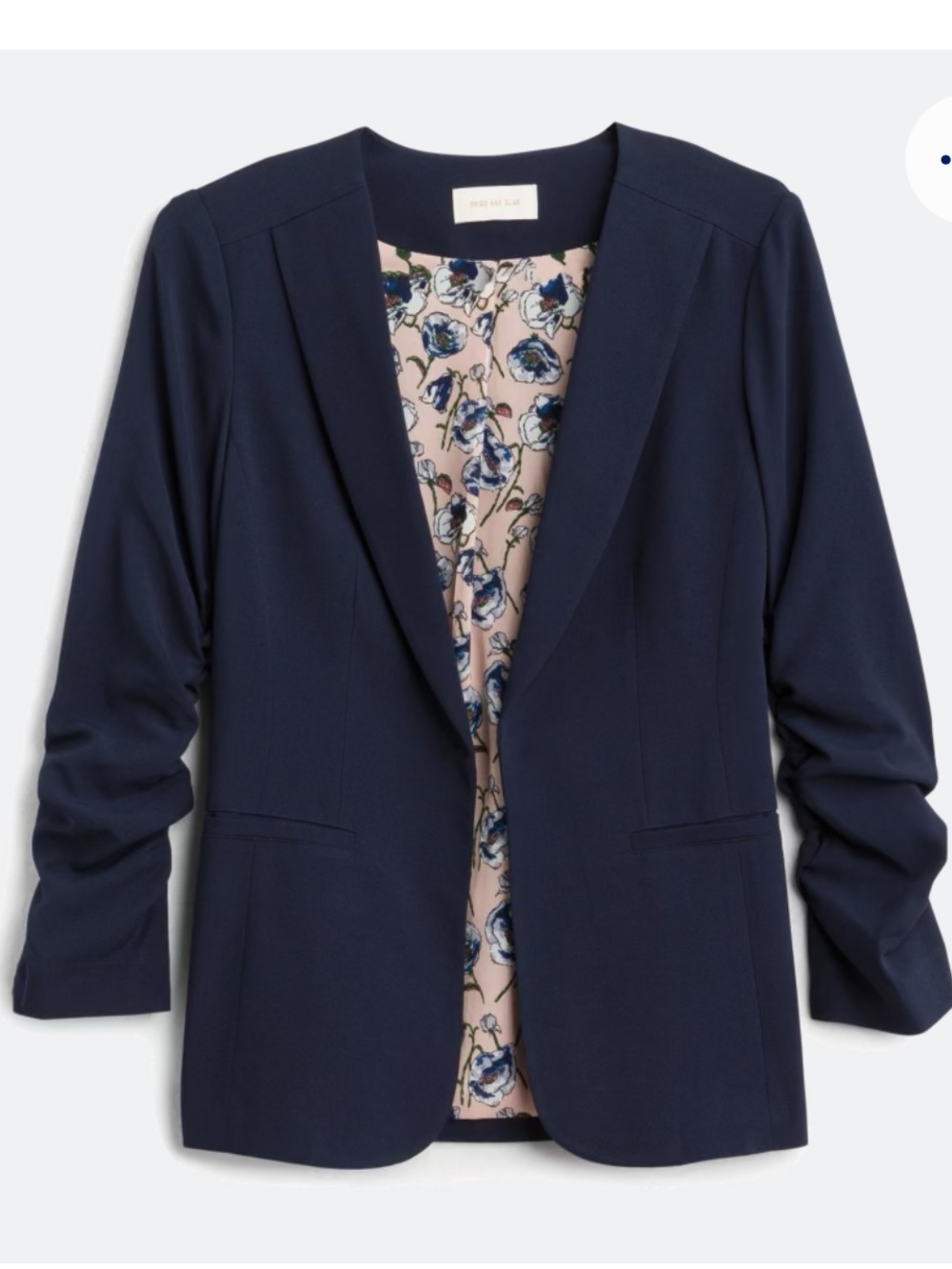 Skies Are Blue Navy Open-Front Blazer with Pink Floral Lining size XXL